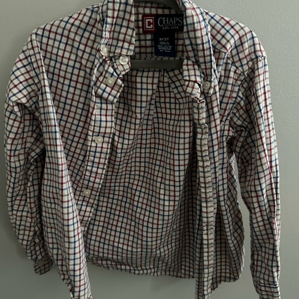 Chaps Red and Blue Button Down Shirt Classic Gingham